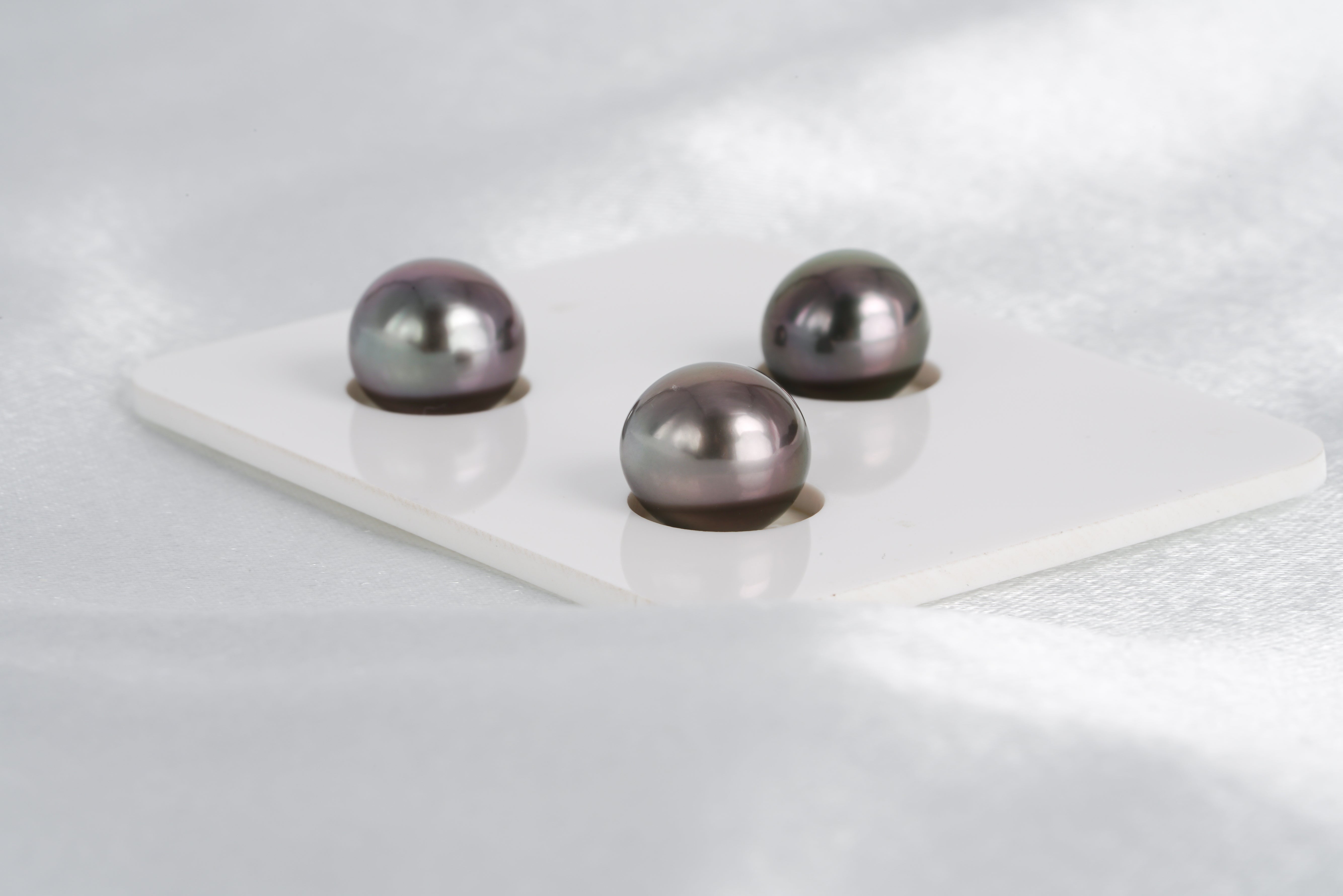 Light Cherry Trio Set - Oval 9mm TOP quality Tahitian Pearl - Loose Pearl jewelry wholesale