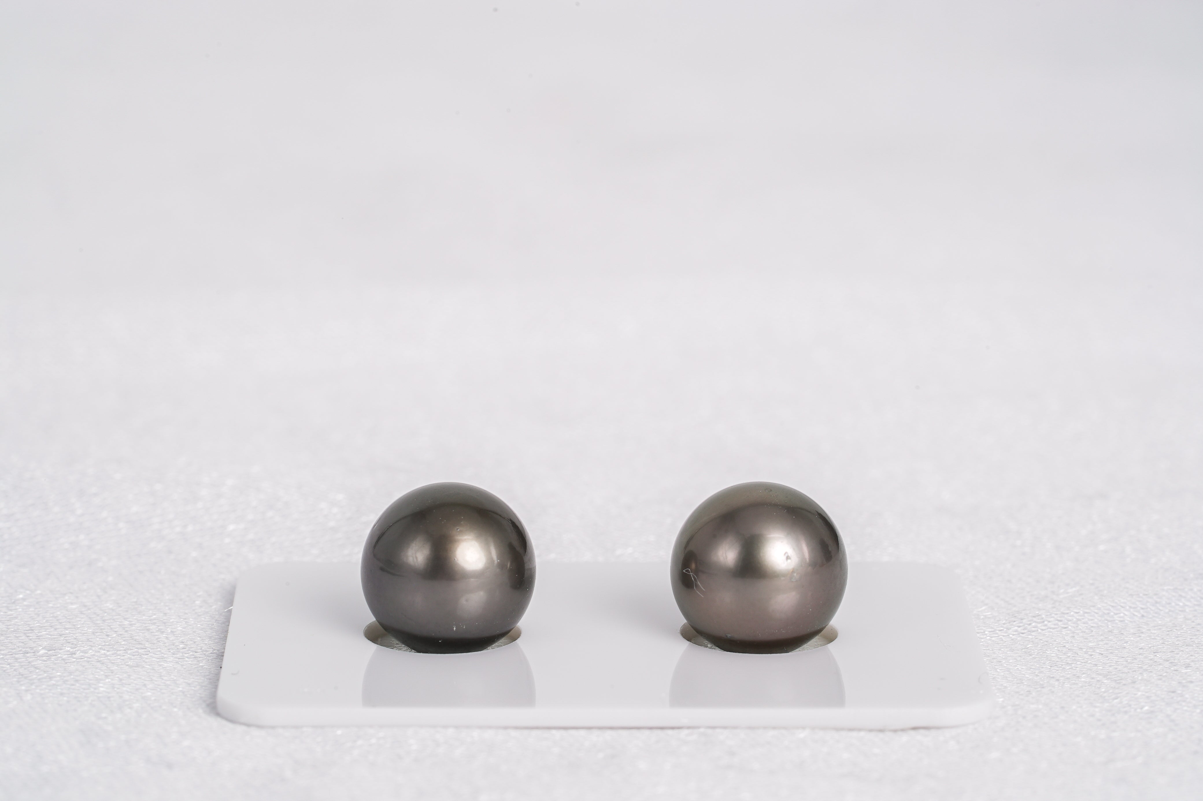 Brownish Matched Pair - Round/Semi-Round 11mm AAA quality Tahitian Pearl - Loose Pearl jewelry wholesale