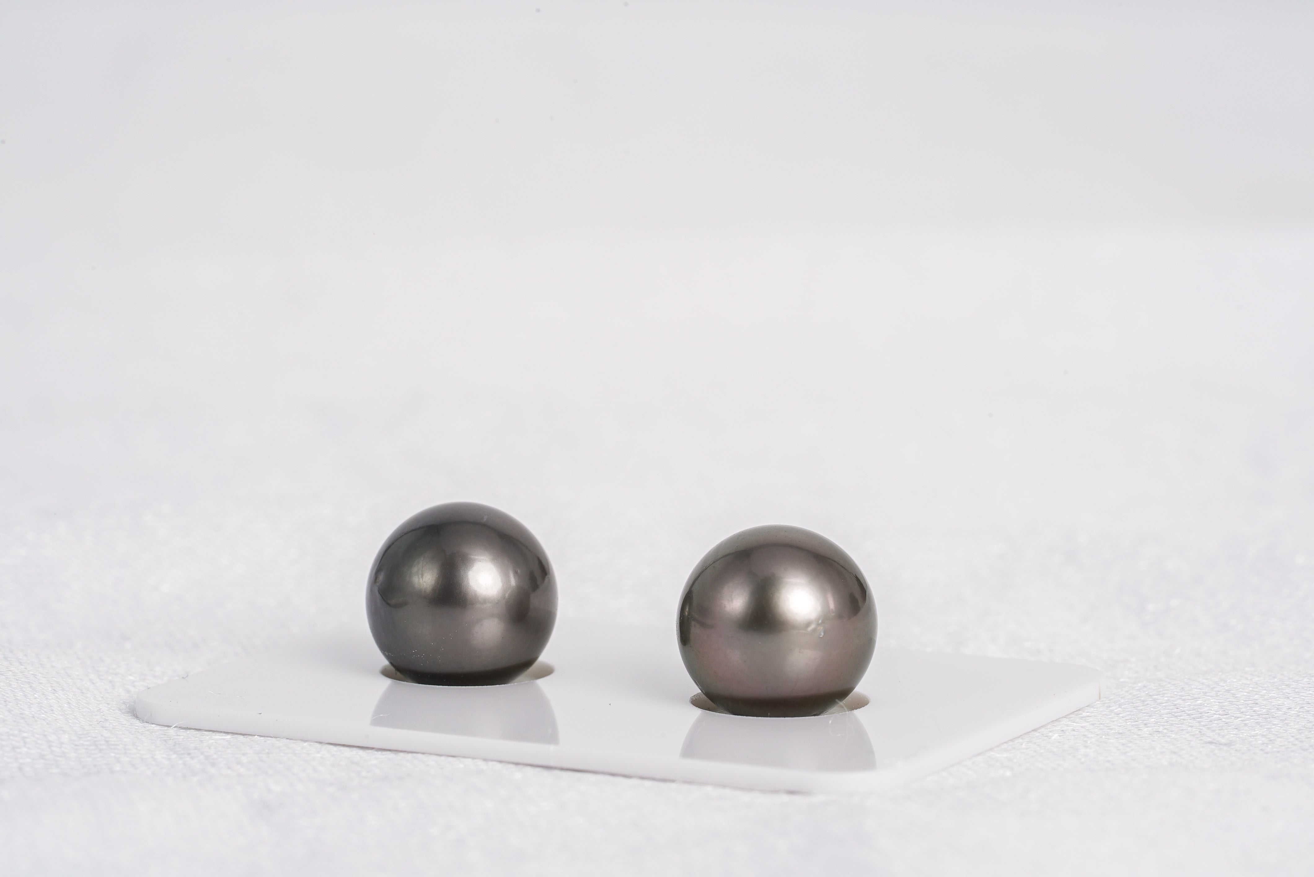 Brownish Matched Pair - Round/Semi-Round 11mm AAA quality Tahitian Pearl - Loose Pearl jewelry wholesale