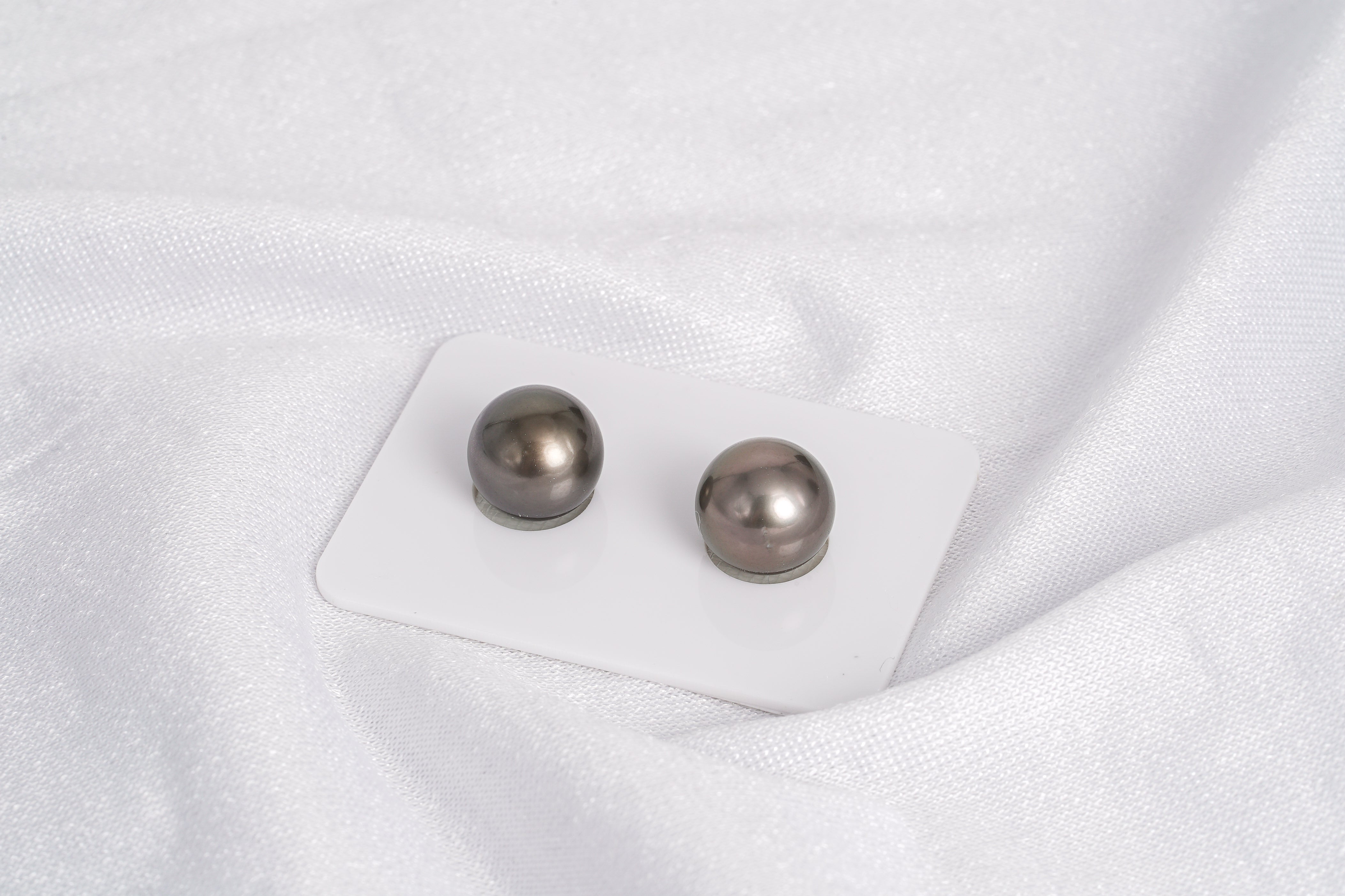 Brownish Matched Pair - Round/Semi-Round 11mm AAA quality Tahitian Pearl - Loose Pearl jewelry wholesale