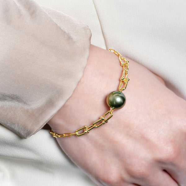 925 Sterling Silver Tahitian Pearl Bracelet