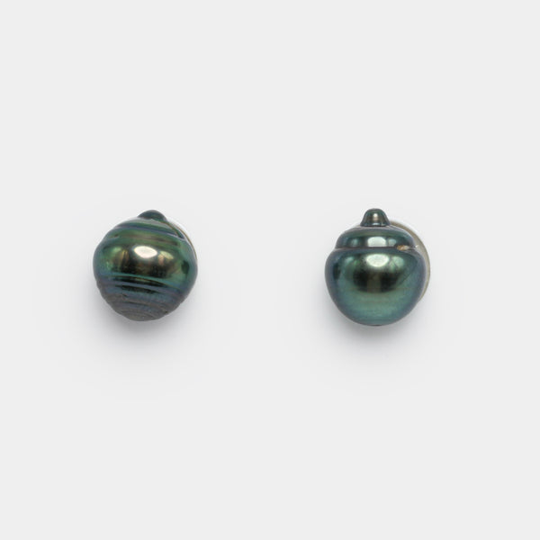 2pcs Green 9-9.3mm - CL AA/AAA Quality Tahitian Pearl Pair ER1162