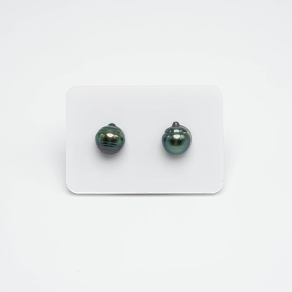 2pcs Green 9-9.3mm - CL AA/AAA Quality Tahitian Pearl Pair ER1162