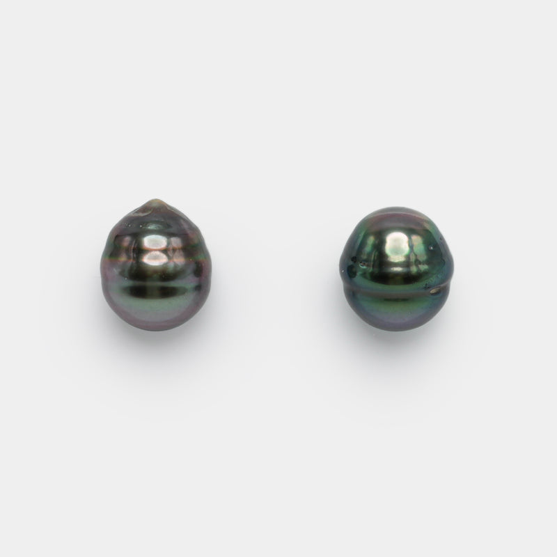2pcs Peacock Mix 9.8-9.9mm - CL AAA/AA Quality Tahitian Pearl Pair ER1140