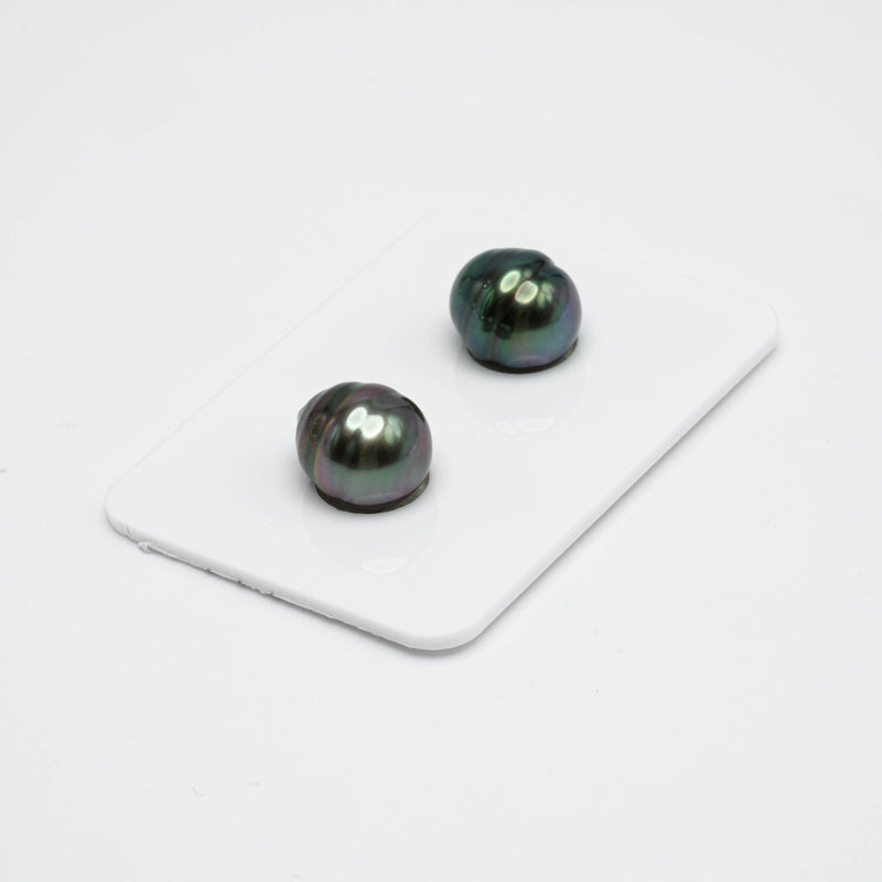 2pcs Peacock Mix 9.8-9.9mm - CL AAA/AA Quality Tahitian Pearl Pair ER1140