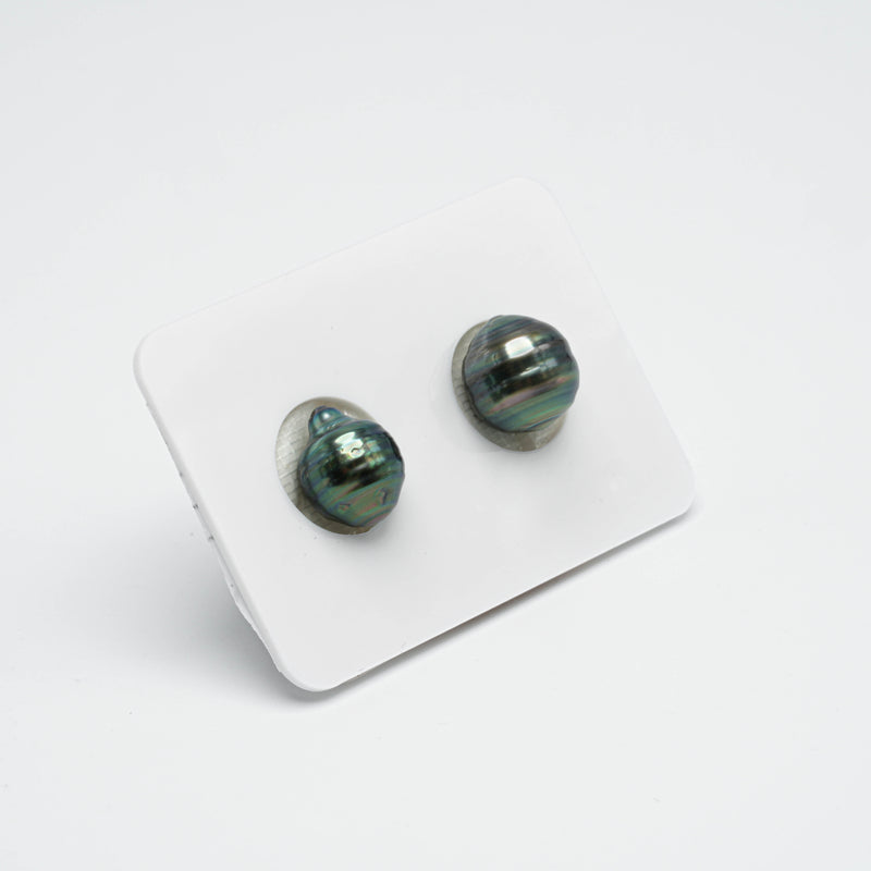 2pcs Green 9-10.1mm - CL AAA Quality Tahitian Pearl Pair ER1144