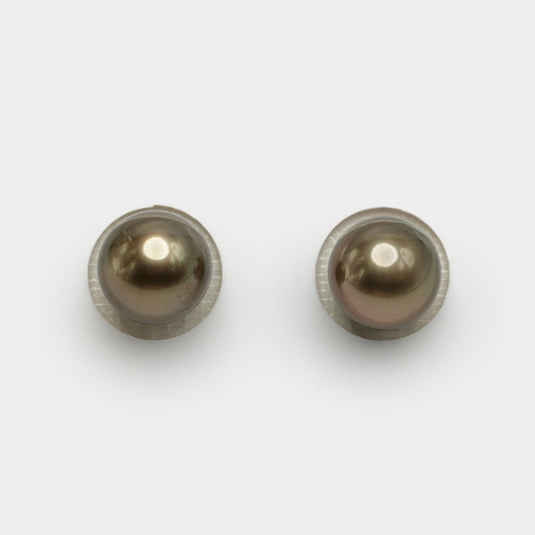 2pcs Brown 10.3mm - RSR AA/AAA Quality Tahitian Pearl Pair ER1203 L86