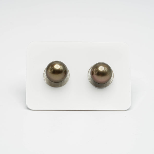 2pcs Brown 10.3mm - RSR AA/AAA Quality Tahitian Pearl Pair ER1203 L86