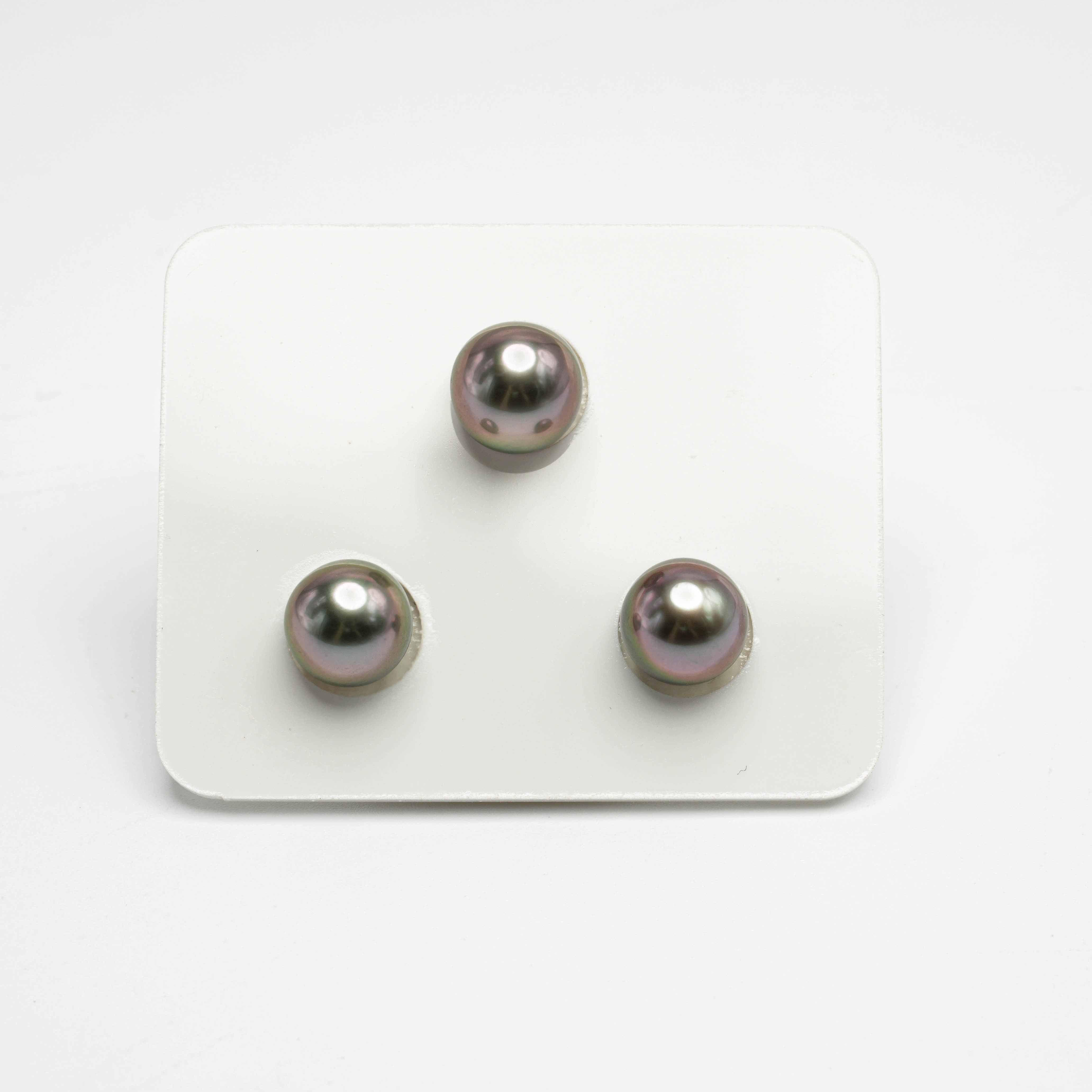 3pcs Cherry 9.6-10.1mm - RSR AAA Quality Tahitian Pearl Trio Set ER1236 A86