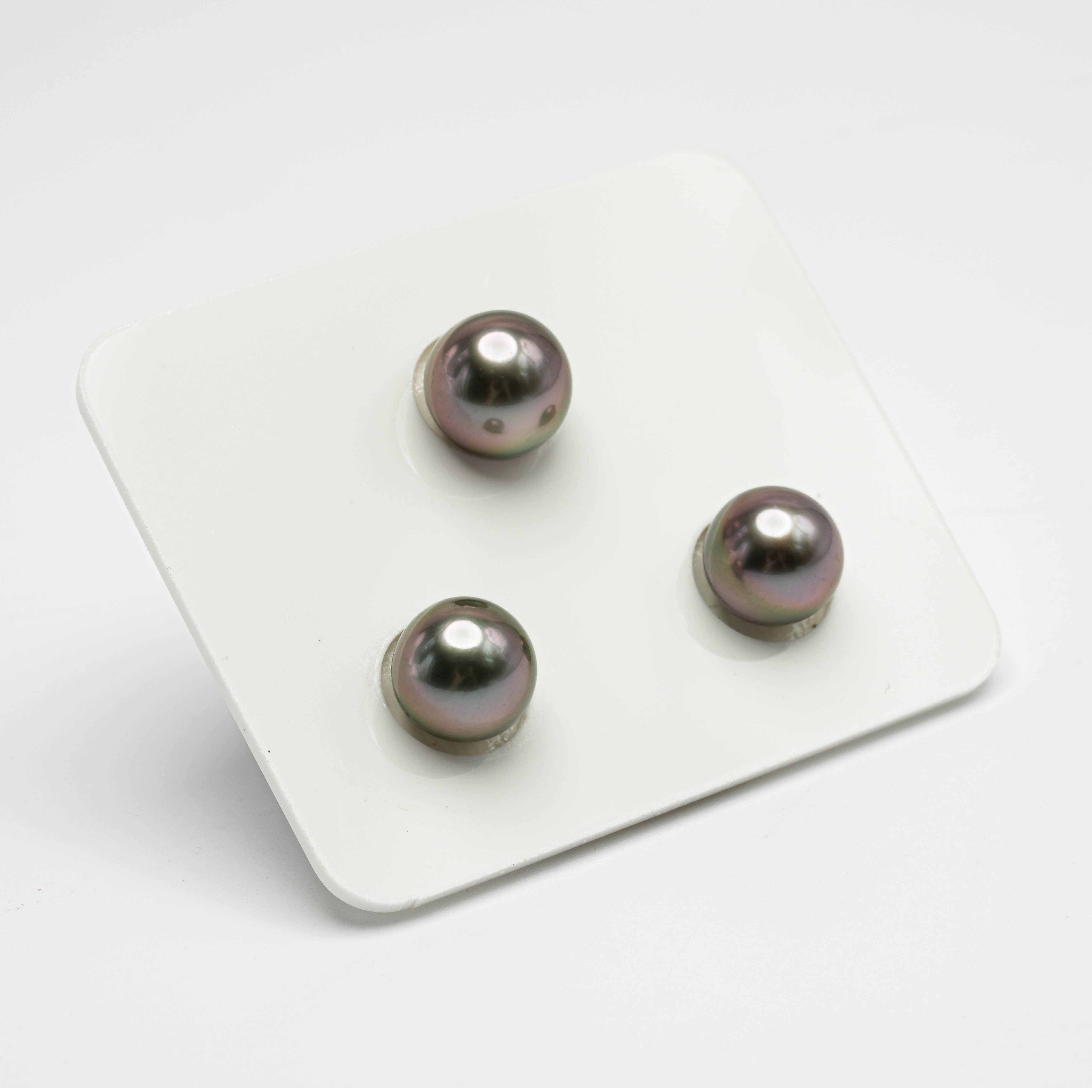 3pcs Cherry 9.6-10.1mm - RSR AAA Quality Tahitian Pearl Trio Set ER1236 A86