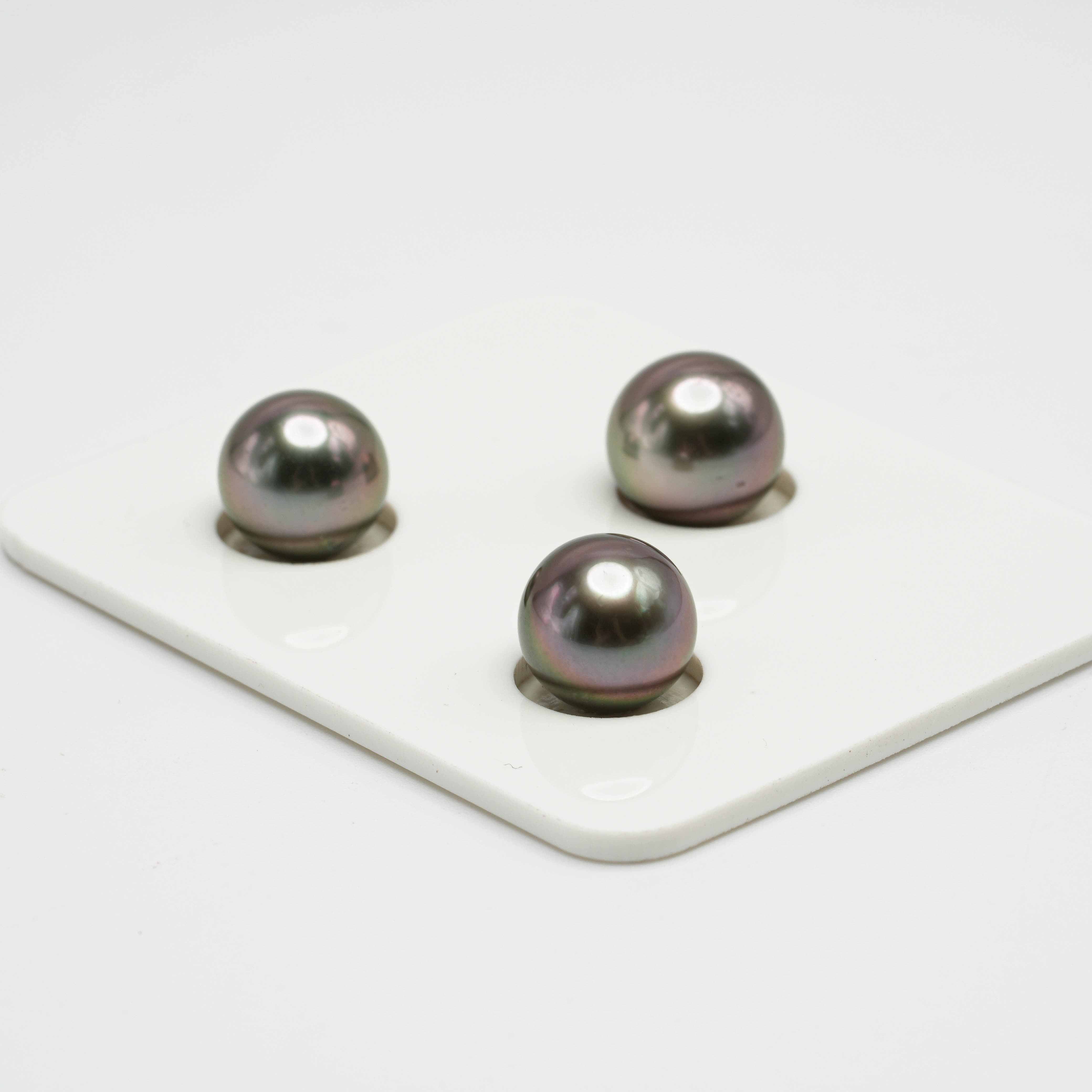 3pcs Cherry 9.6-10.1mm - RSR AAA Quality Tahitian Pearl Trio Set ER1236 A86