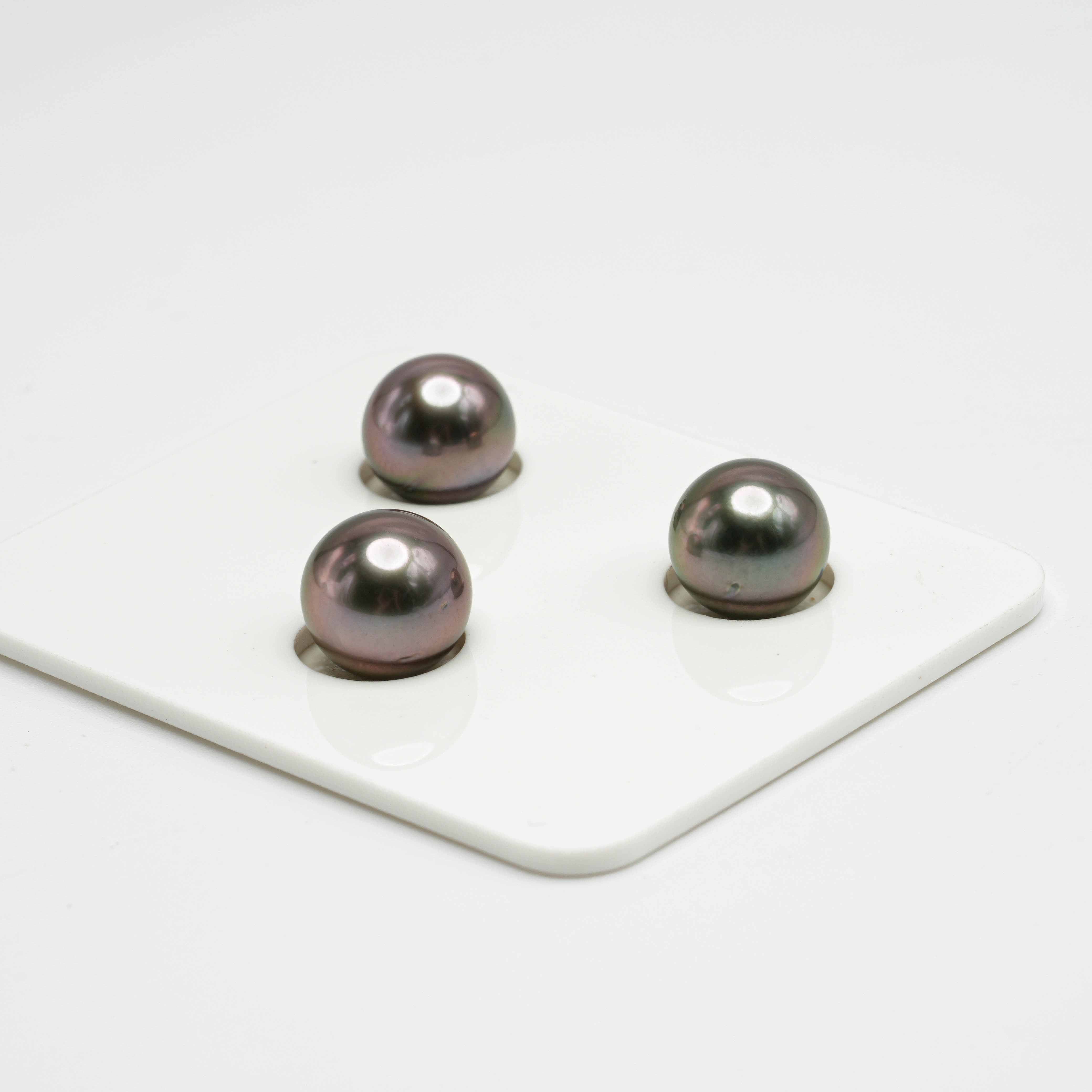 3pcs Cherry 9.6-10.1mm - RSR AAA Quality Tahitian Pearl Trio Set ER1236 A86