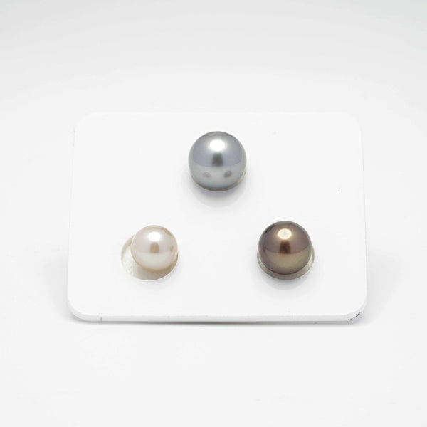 3pcs Multicolor 8.6-10.9mm - RSR AAA/AA Quality Tahitian Pearl Trio Set ER1219 A86