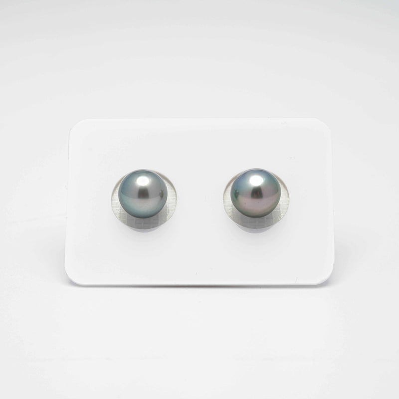 2pcs Green 9-9.2mm - SR/NR AAA Quality Tahitian Pearl Pair ER1225 A86