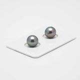 2pcs Green 9-9.2mm - SR/NR AAA Quality Tahitian Pearl Pair ER1225 A86
