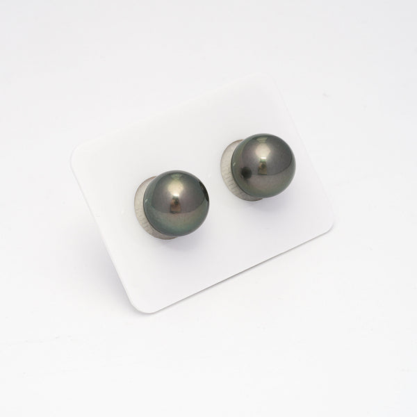 2pcs Light Green 12.3-12.4mm - SR AAA/AA Quality Tahitian Pearl Pair ER1282