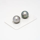 2pcs Light Green (Mismatched) 13mm - RSR AAA/AA Quality Tahitian Pearl Pair ER1268
