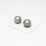 2pcs Light Green (Mismatched) 13mm - RSR AAA/AA Quality Tahitian Pearl Pair ER1268