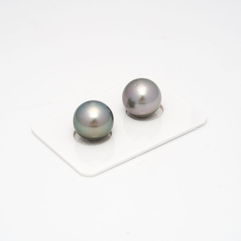 2pcs Light Green (Mismatched) 13mm - RSR AAA/AA Quality Tahitian Pearl Pair ER1268