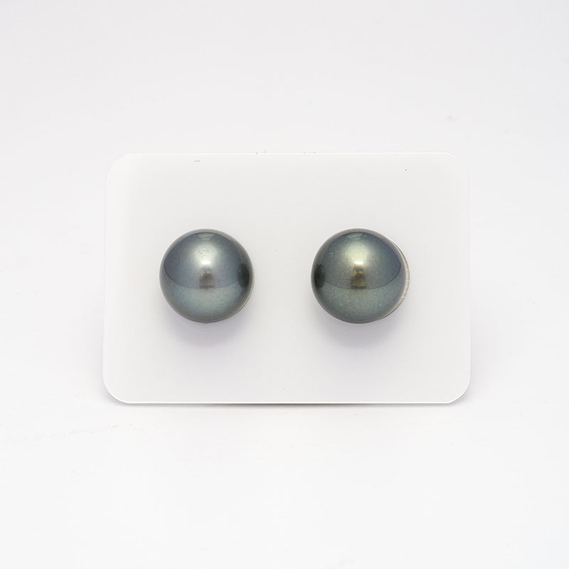 2pcs Gray Green 12.5-12.6mm - RSR AAA/AA Quality Tahitian Pearl Pair ER1271