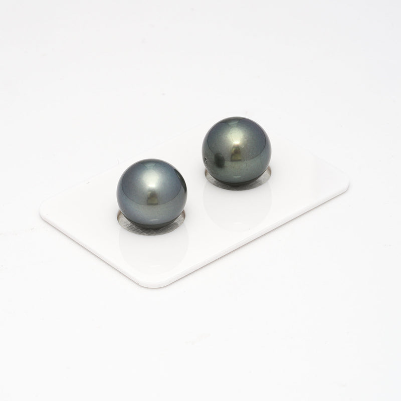 2pcs Gray Green 12.5-12.6mm - RSR AAA/AA Quality Tahitian Pearl Pair ER1271