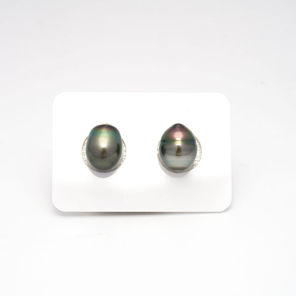 2pcs LIGHT GREEN 9.9-10.4mm - CL AAA/AA Quality Tahitian Pearl PAIR ER1272