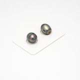 2pcs LIGHT GREEN 9.9-10.4mm - CL AAA/AA Quality Tahitian Pearl PAIR ER1272