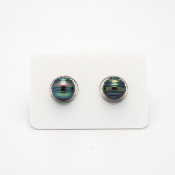 2pcs Green Peacock 9.8-10mm - CL AA/AAA Quality Tahitian Pearl Pair ER1150