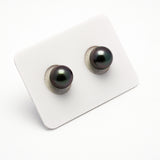 2pcs Green Purple 9.5-9.8mm - RSR AAA/AA Quality Tahitian Pearl Pair ER1194 L86