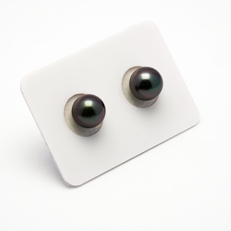 2pcs Green Purple 9.5-9.8mm - RSR AAA/AA Quality Tahitian Pearl Pair ER1194 L86