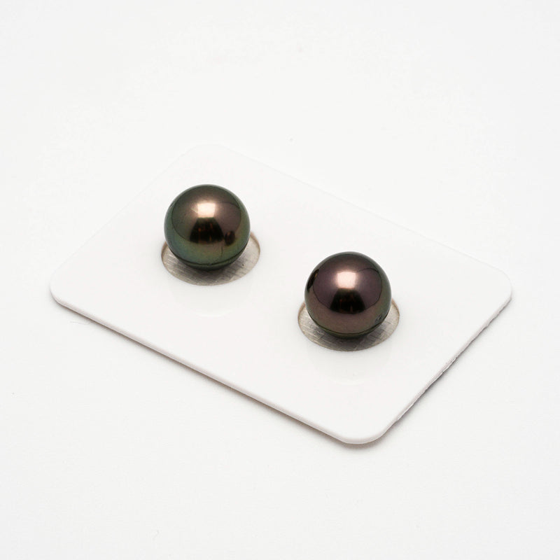 2pcs Peacock 10.4mm - RSR AAA/AA Quality Tahitian Pearl Pair ER1204 A86