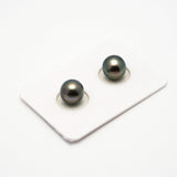 2pcs Green 9.1-9.2mm - SR/NR AAA Quality Tahitian Pearl Pair ER1226 A86