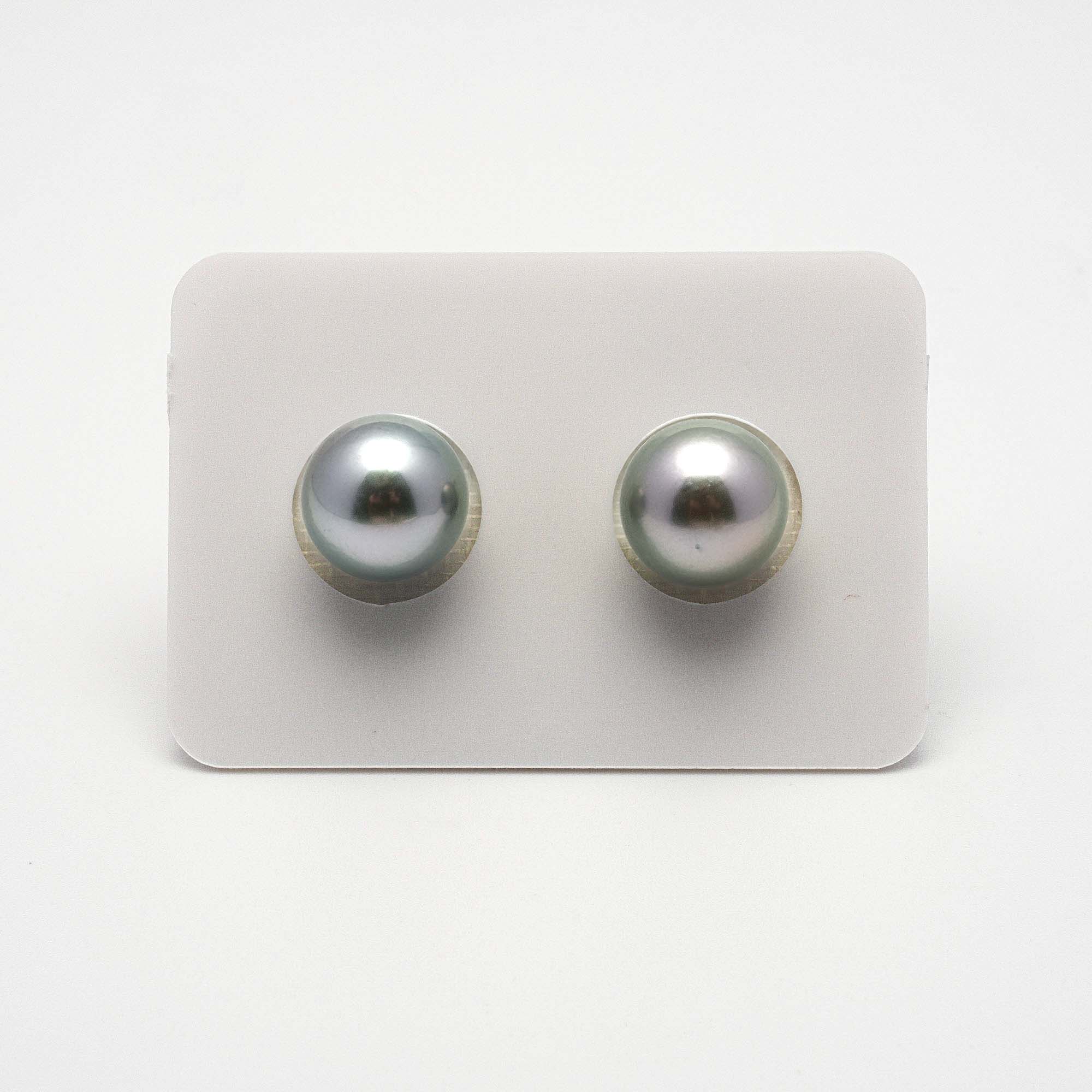 2pcs Light Green 10.7mm - RSR AAA/AA Quality Tahitian Pearl Pair ER1208 A86