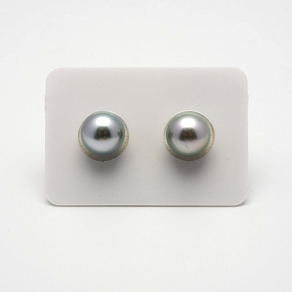 2pcs Light Green 10.7mm - RSR AAA/AA Quality Tahitian Pearl Pair ER1208 A86