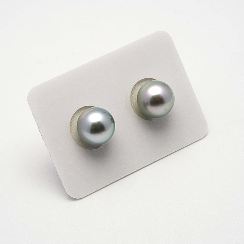 2pcs Light Green 10.7mm - RSR AAA/AA Quality Tahitian Pearl Pair ER1208 A86