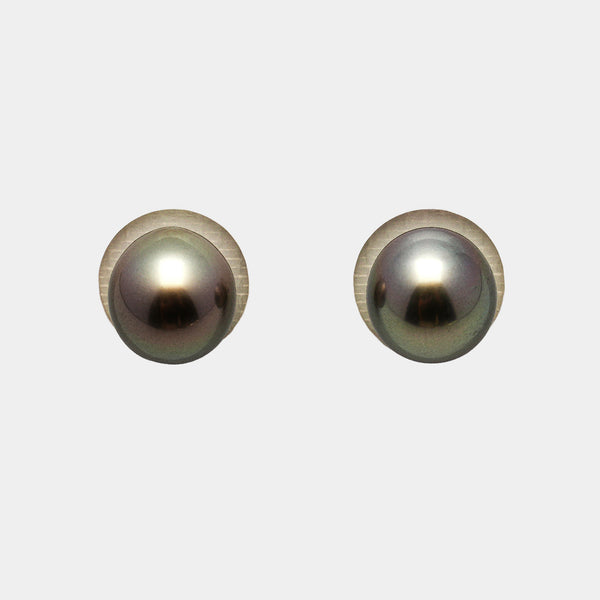 2pcs Light Green 10.2-10.4mm - SB/DR AAA Quality Tahitian Pearl Pair ER1232 A86