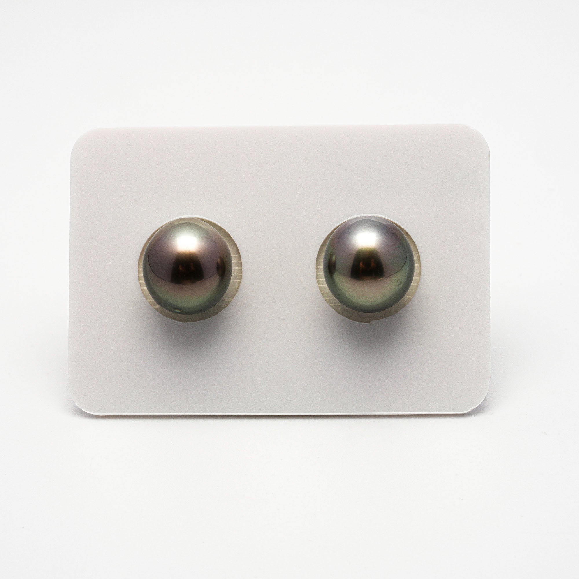 2pcs Light Green 10.2-10.4mm - SB/DR AAA Quality Tahitian Pearl Pair ER1232 A86