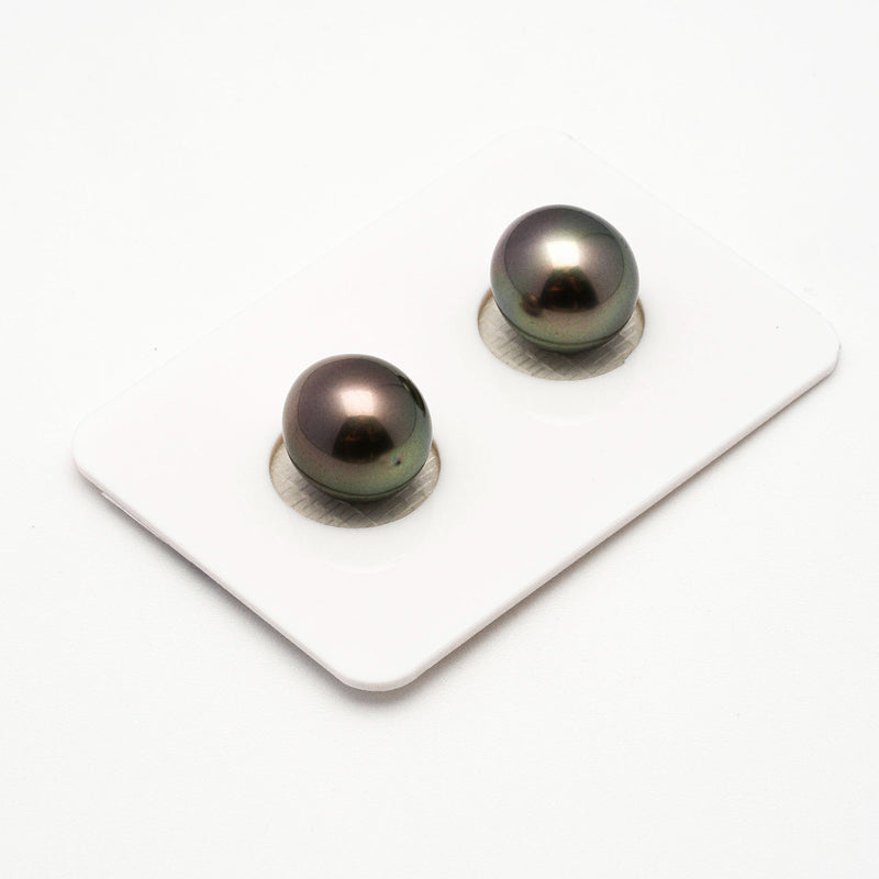 2pcs Light Green 10.2-10.4mm - SB/DR AAA Quality Tahitian Pearl Pair ER1232 A86