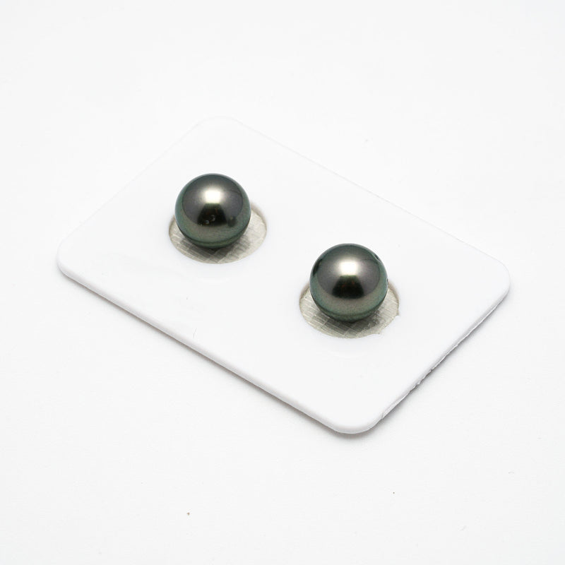 2pcs Green 9.4-9.5mm - RSR AA/AAA Quality Tahitian Pearl Pair ER1172