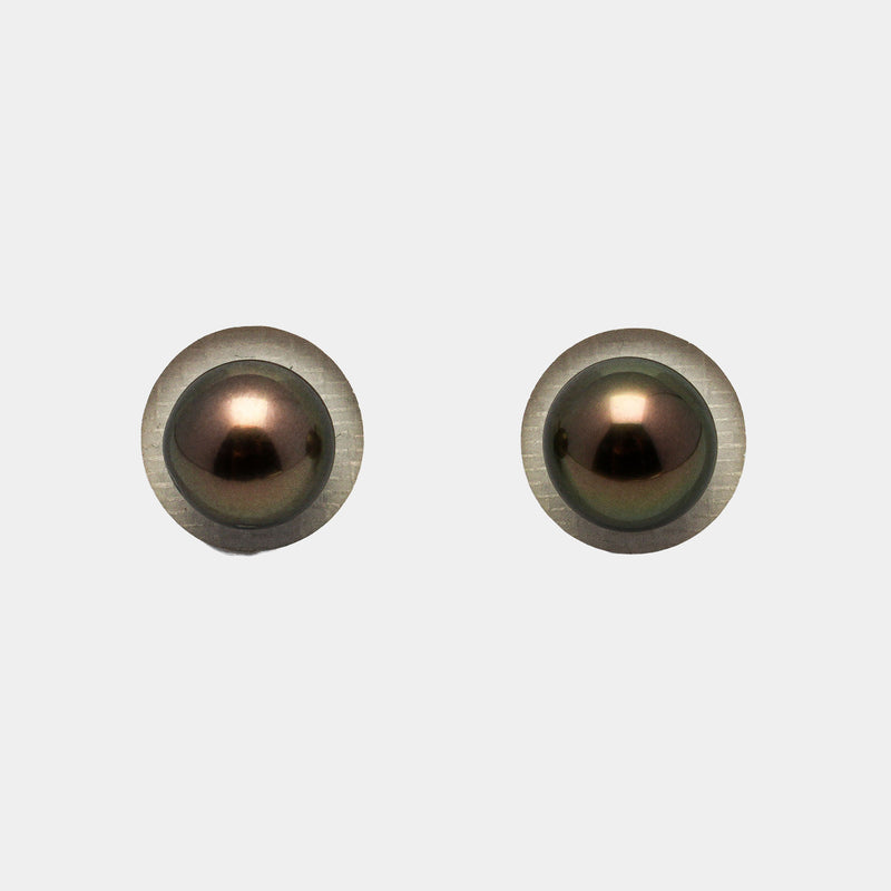 2pcs Copper 9.1-9.3mm - RSR AAA/AA Quality Tahitian Pearl Pair ER1205 A86