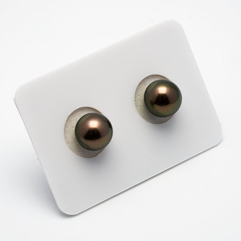 2pcs Copper 9.1-9.3mm - RSR AAA/AA Quality Tahitian Pearl Pair ER1205 A86