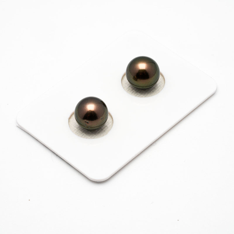 2pcs Copper 9.1-9.3mm - RSR AAA/AA Quality Tahitian Pearl Pair ER1205 A86