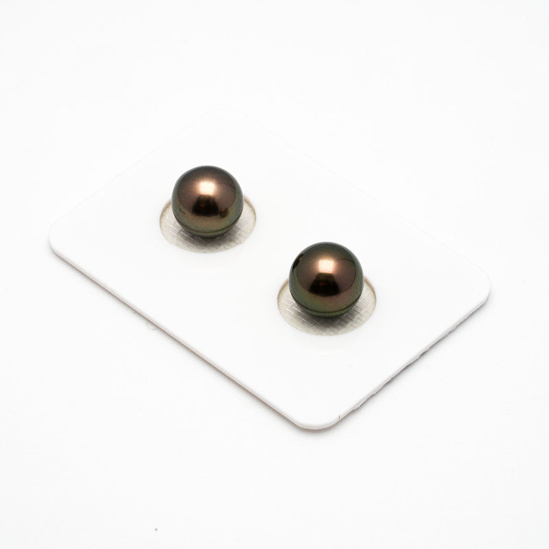2pcs Copper 9.1-9.3mm - RSR AAA/AA Quality Tahitian Pearl Pair ER1205 A86