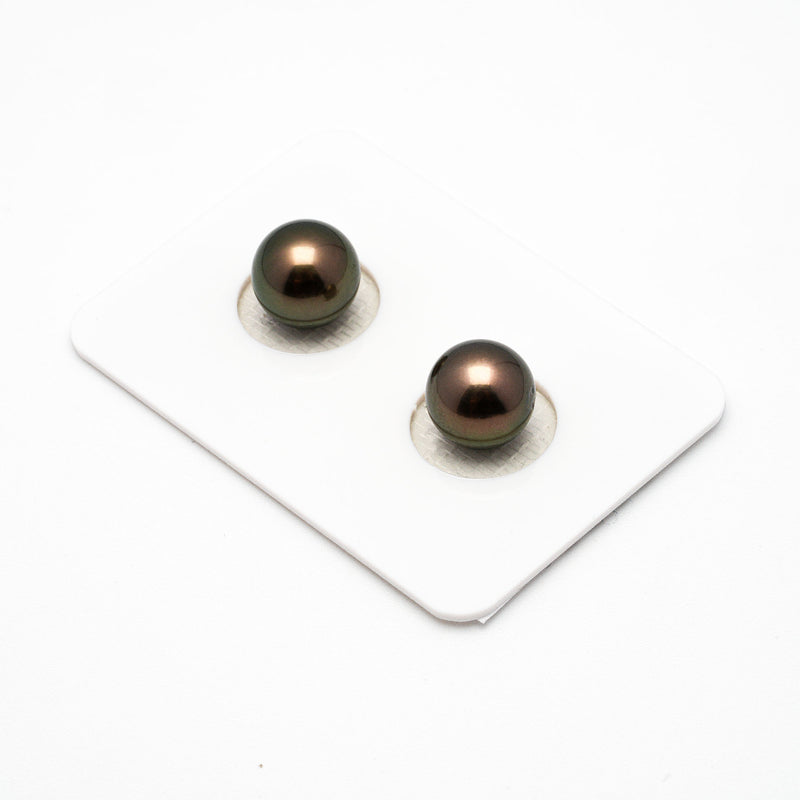 2pcs Copper 9.1-9.3mm - RSR AAA/AA Quality Tahitian Pearl Pair ER1205 A86