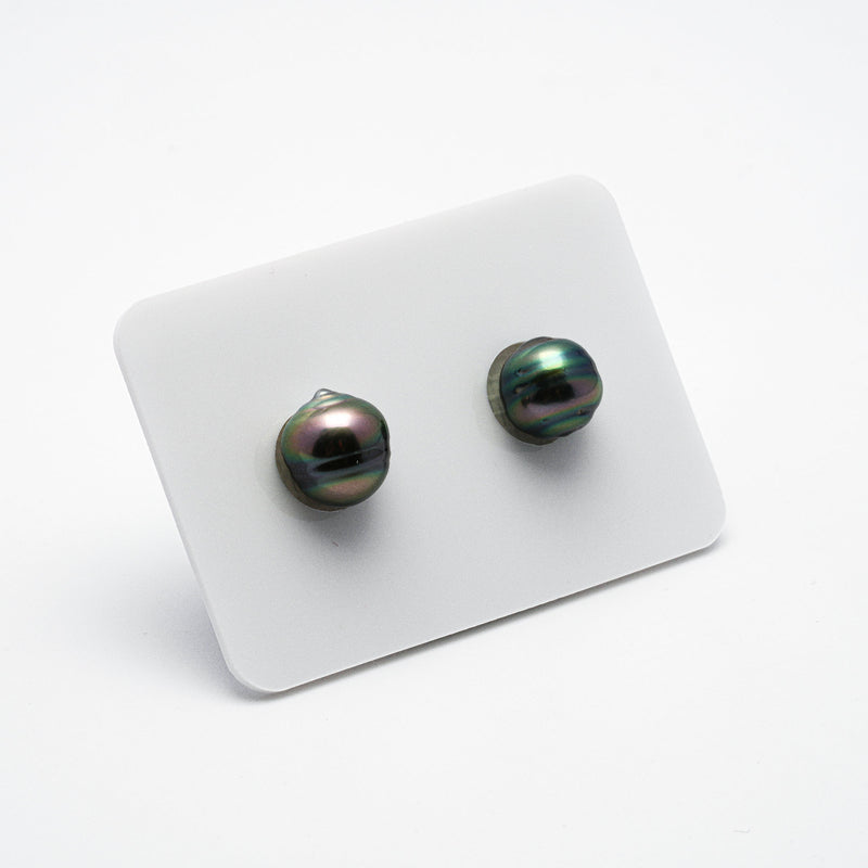 2pcs Peacock 8.4-8.8mm - CL AA/AAA Quality Tahitian Pearl Pair ER1141