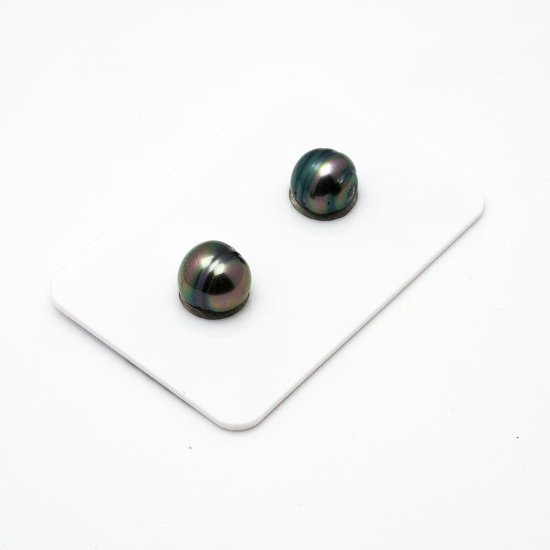 2pcs Peacock 8.4-8.8mm - CL AA/AAA Quality Tahitian Pearl Pair ER1141