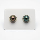 2pcs Blue Green 9mm - RSR AAA/AA Quality Tahitian Pearl Pair ER1185 A86