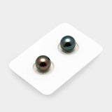 2pcs Blue Green 9mm - RSR AAA/AA Quality Tahitian Pearl Pair ER1185 A86