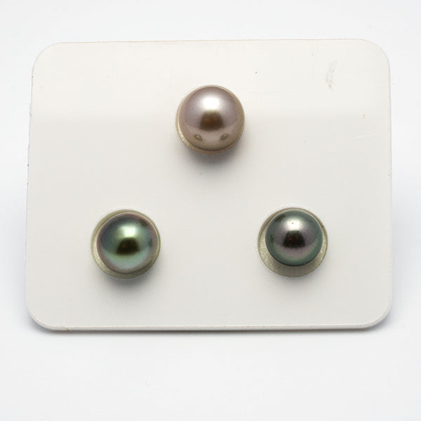 3pcs Multicolor 8.5-9.9mm - SR/NR AAA/AA Quality Tahitian Pearl Trio Set ER1217 A86