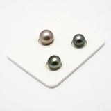 3pcs Multicolor 8.5-9.9mm - SR/NR AAA/AA Quality Tahitian Pearl Trio Set ER1217 A86